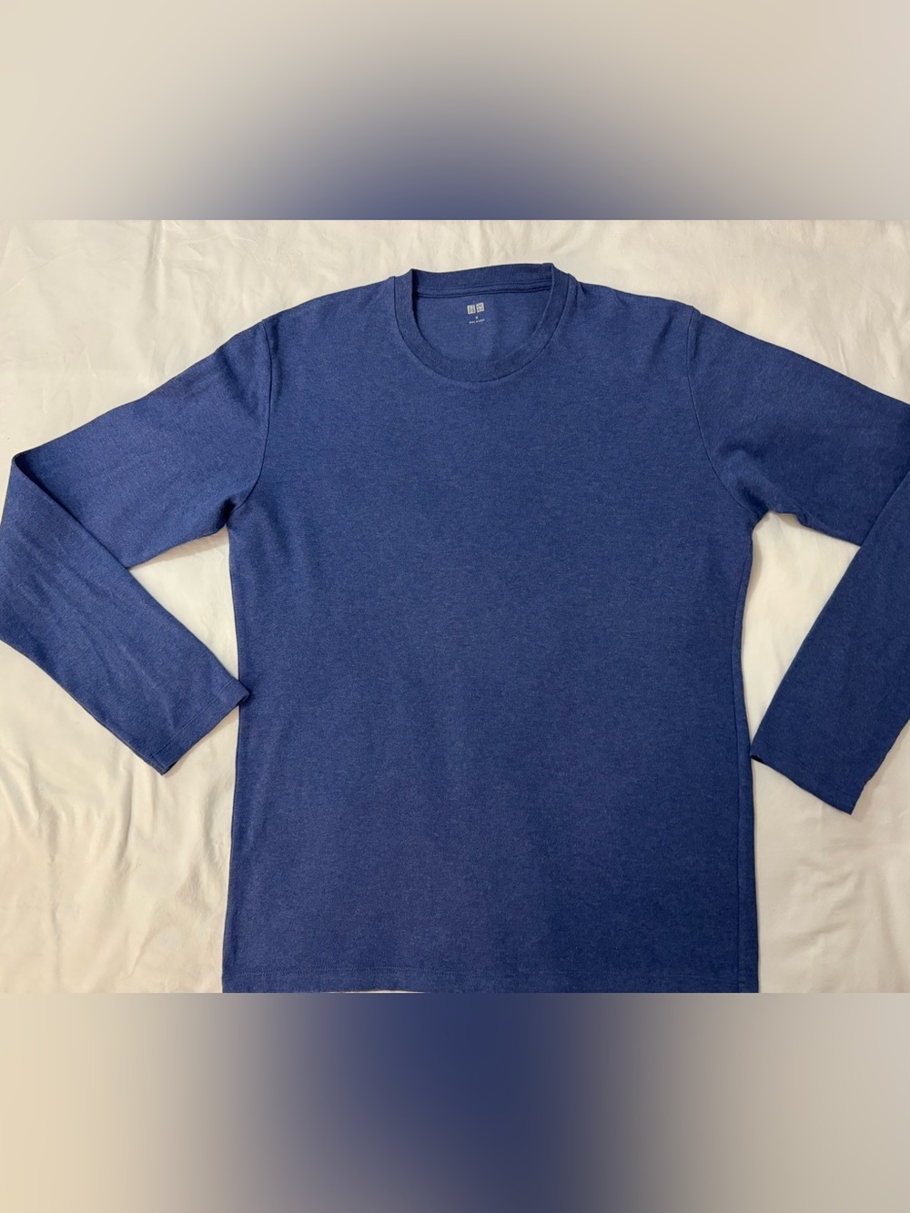 UNIQLO Unisex Blue Heavy Cotton Crew Neck Long-Sleeve T-Shirt Size M